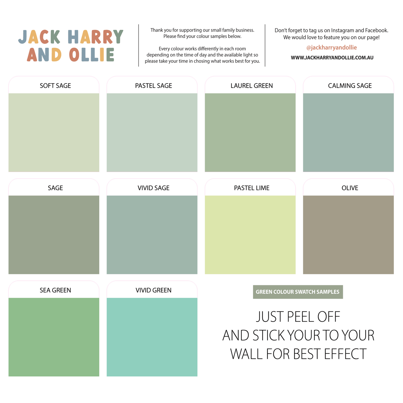 Scallop Wall Decals Green 10 Colourways - Jack Harry and Ollie