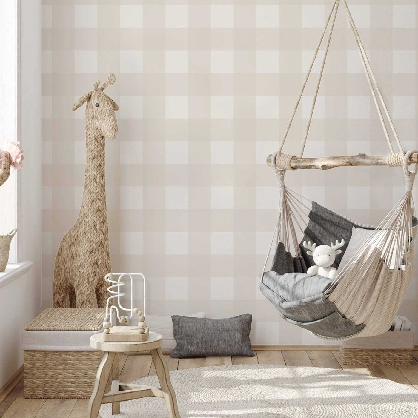 Soft Clay Gingham Wallpaper - Jack Harry and Ollie