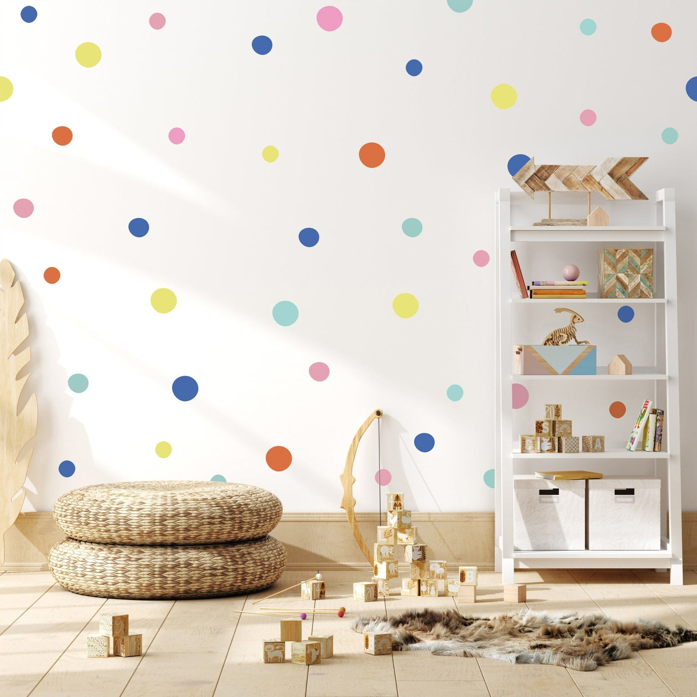 Bright and Bold Polka Dot Wall Stickers Colour Combo 4 - Jack Harry and Ollie