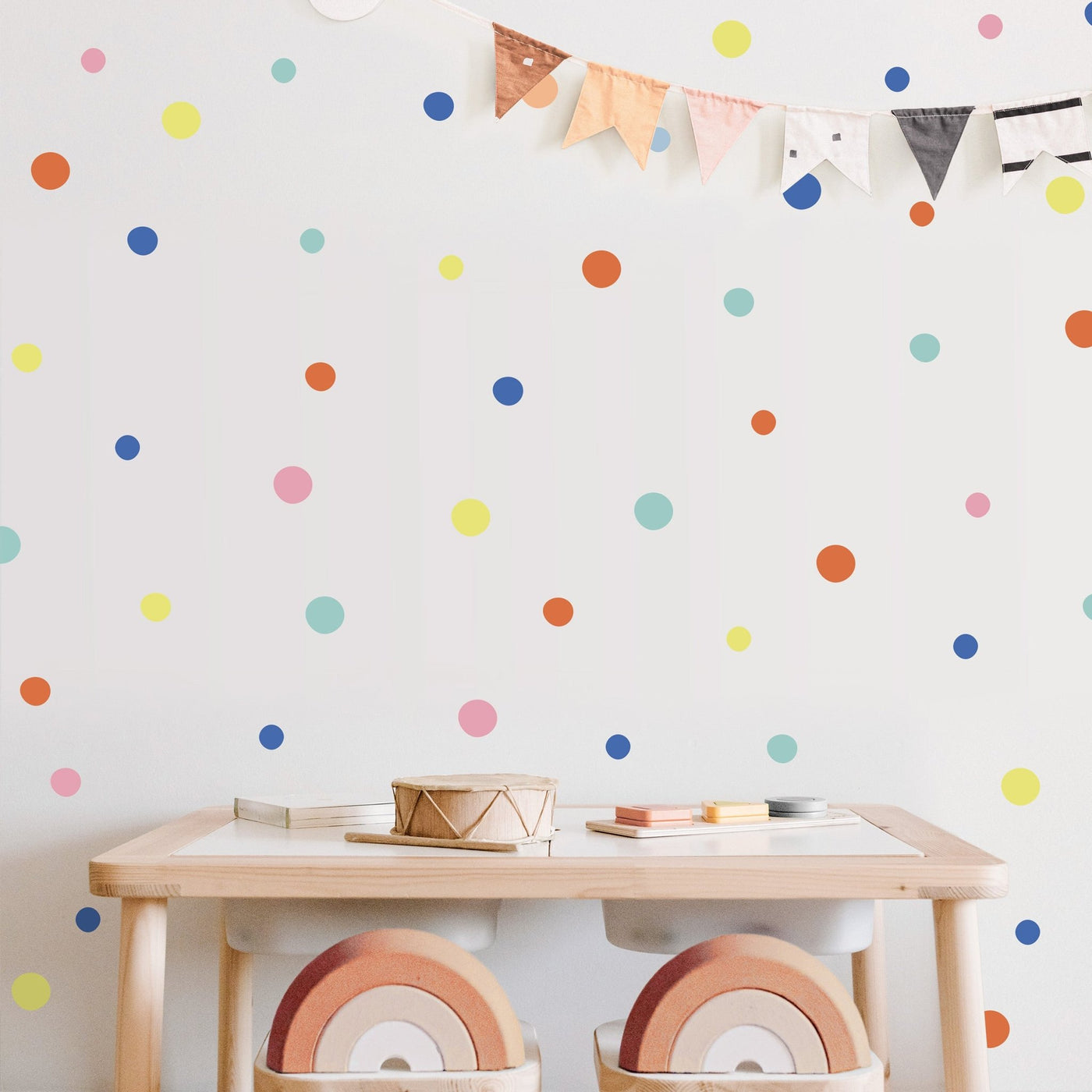 Bright and Bold Polka Dot Wall Stickers Colour Combo 4 - Jack Harry and Ollie