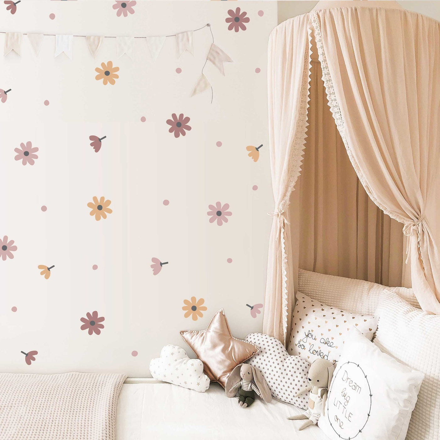 Daisy Flowers and Polka Dot Wall Stickers Colour Combo 1 - Jack Harry and Ollie