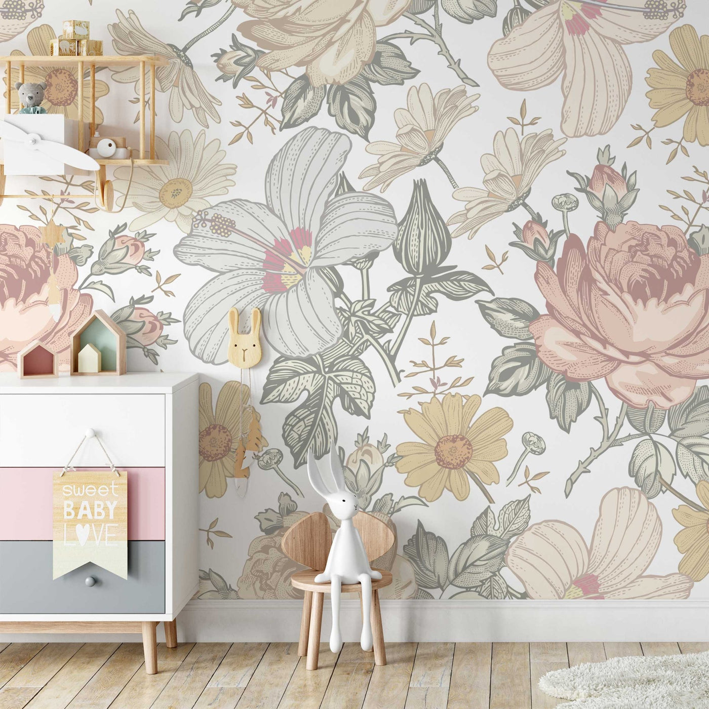 Madelyn Boho Floral Soft Wallpaper - Jack Harry and Ollie