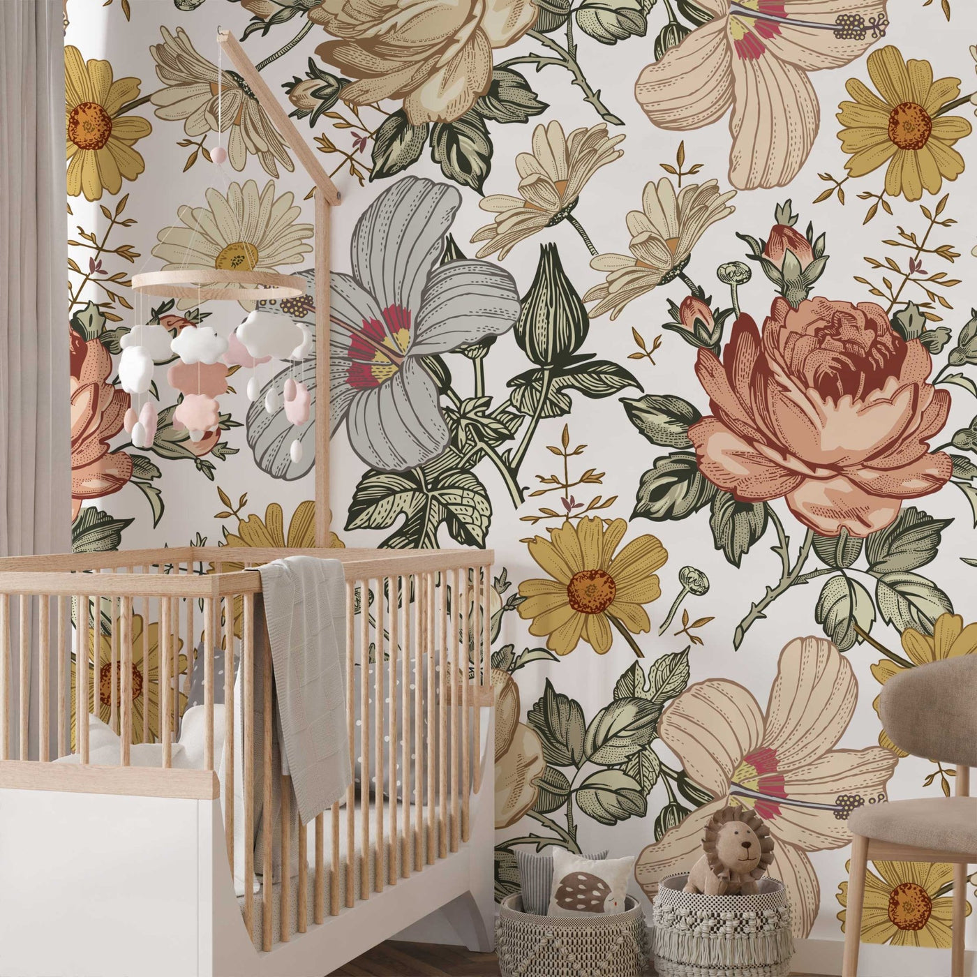 Madelyn Boho Floral Vibrant Wallpaper - Jack Harry and Ollie