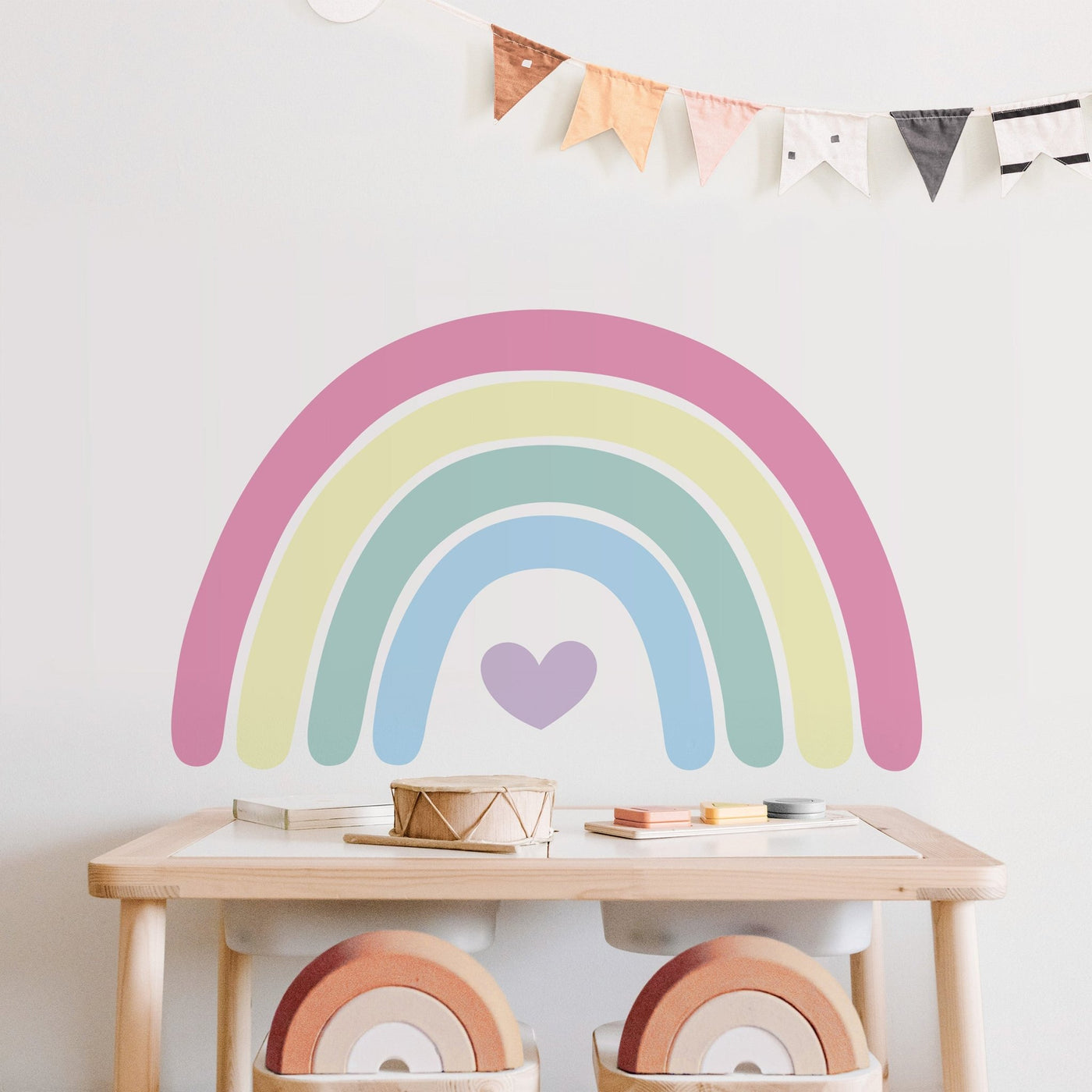 Pink Large Rainbow and Heart Wall Sticker - Jack Harry and Ollie