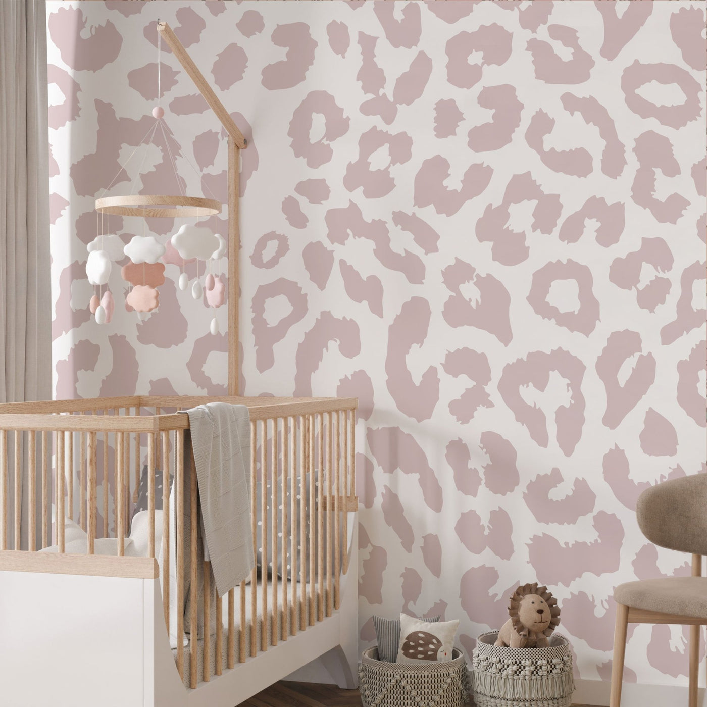 Safari Leopard Soft Pink Wallpaper - Jack Harry and Ollie