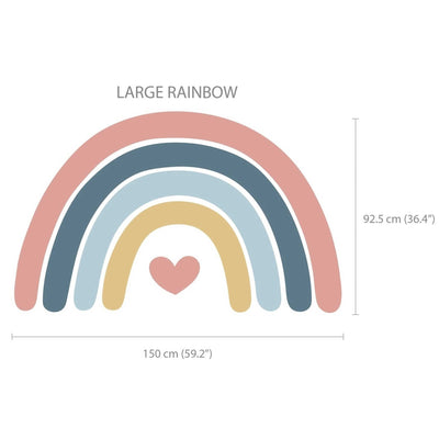 Soft Tones Large Rainbow and Heart Wall Sticker - Jack Harry and Ollie