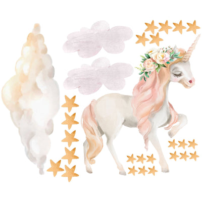 Unicorn Floral Wall Decal - Jack Harry and Ollie