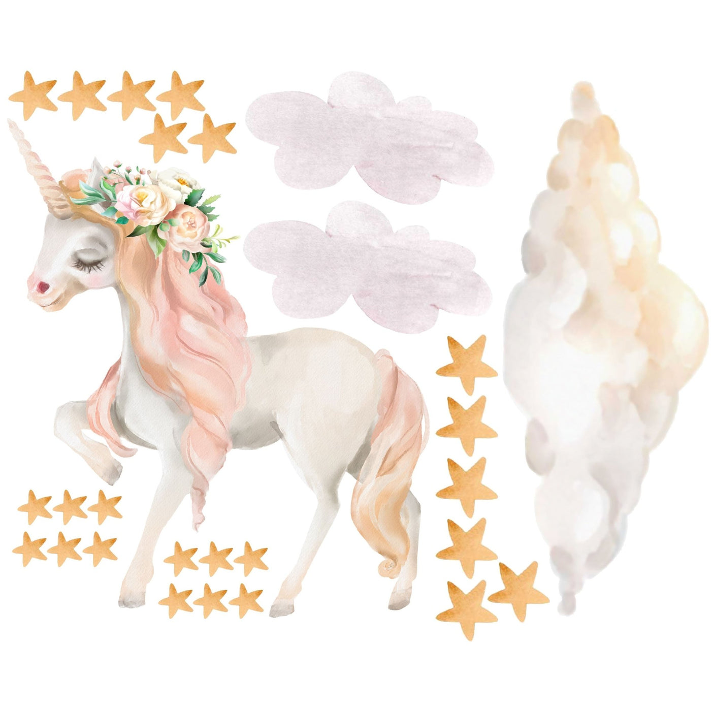 Unicorn Floral Wall Decal - Jack Harry and Ollie