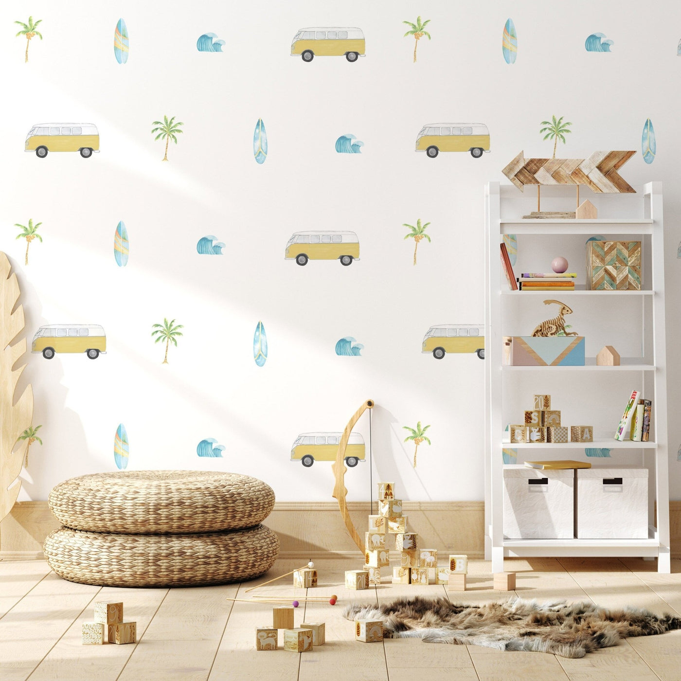 VW Kombi, Surf and Palm Tree Wall Decals - Jack Harry and Ollie