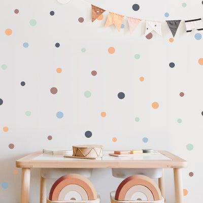 Warm and Earthy Irregular Shape Polka Dots Wall Stickers Colour Combo 1 - Jack Harry and Ollie