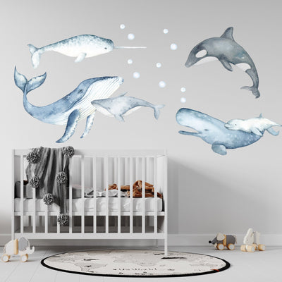 Whales and Bubbles Wall Decals - Jack Harry and Ollie