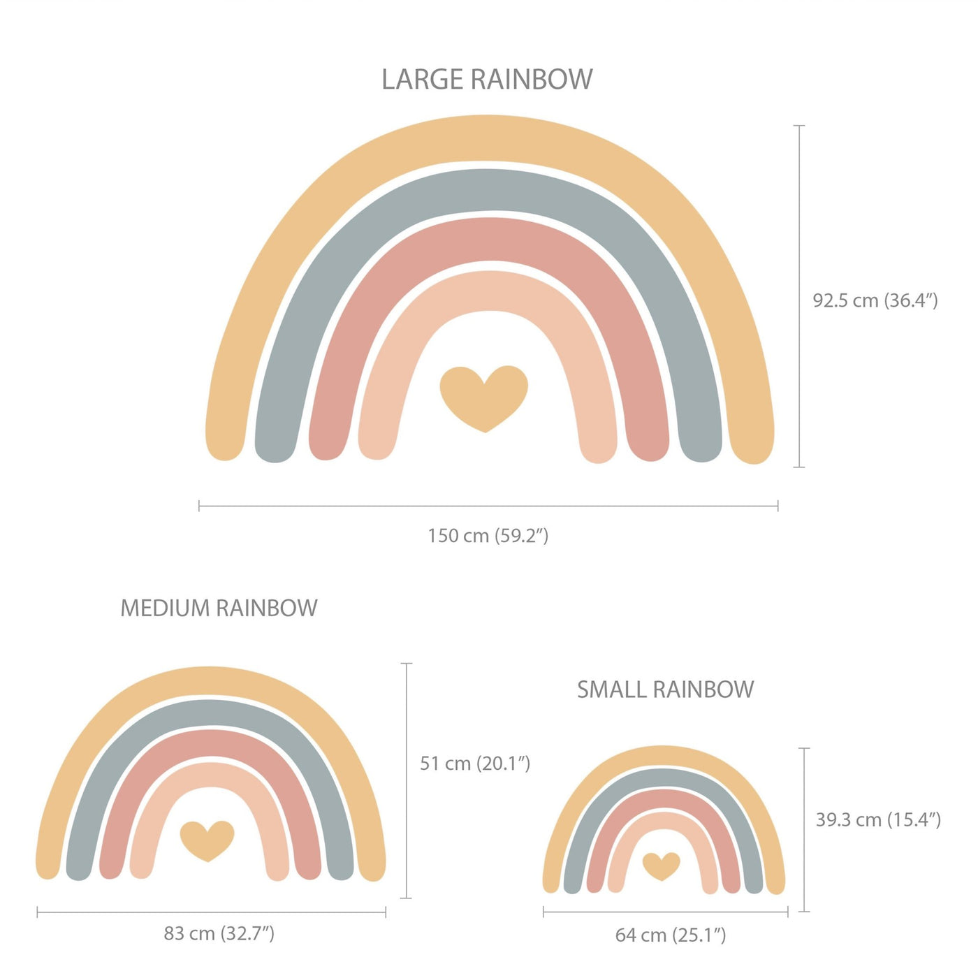 Yellow Large Rainbow and Heart Wall Sticker - Jack Harry and Ollie